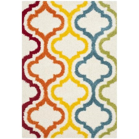 Safavieh Kids Shag Power Loomed Rectangle Rug- Ivory - Multi- 5 ft. 3 in. x 7 ft. 6 in. SGK561A-5